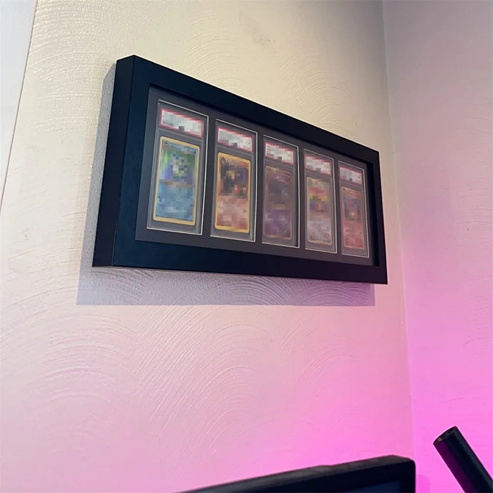Premium Wooden Display Case Frame: Graded Slabs & Magnetic Bricks